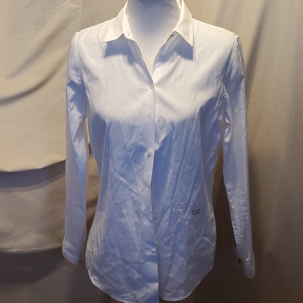 Tommy Hilfiger Fitted White Dress Shirt SZ 10